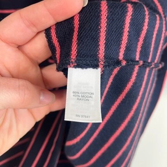 J.Jill Striped Mock Neck Long Sleeve Pocket Dress Modal Cotton Navy Pink Size M - Picture 7 of 12